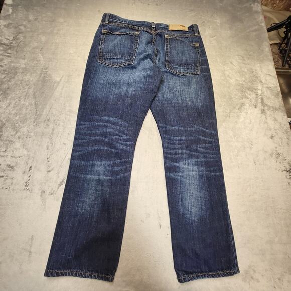 Mossimo Supply Co Jeans Mens 34x29 Blue Denim Slim Straight Whiskered Faded - Picture 10 of 11